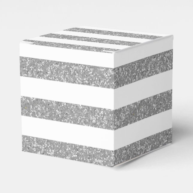 Sparkle Glitter Look Stripes Favor Boxes (Front Side)