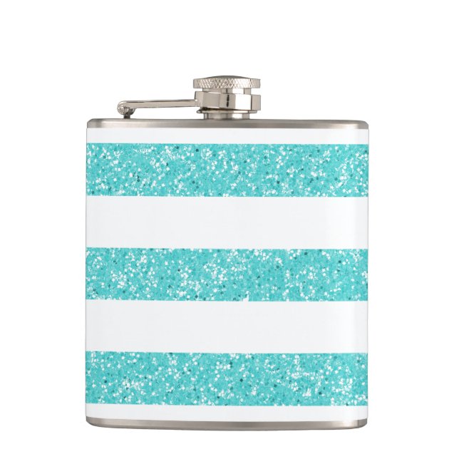 Sparkle Glitter Look Stripes Flask (Front)