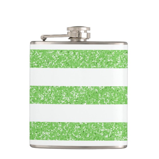 Sparkle Glitter Look Stripes Flask (Front)