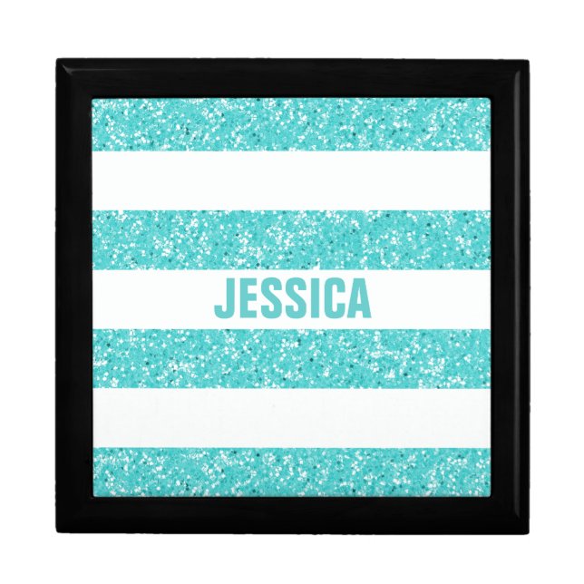 Sparkle Glitter Look Stripes Gift Box (Front)