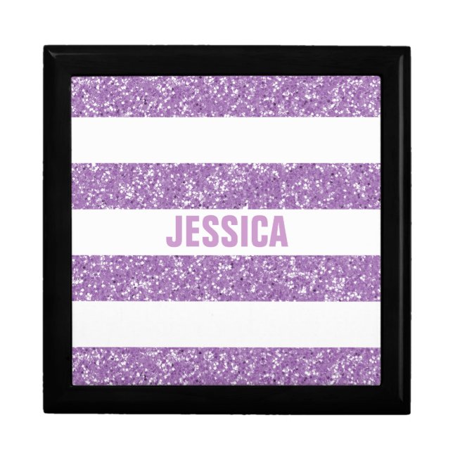 Sparkle Glitter Look Stripes Gift Box (Front)