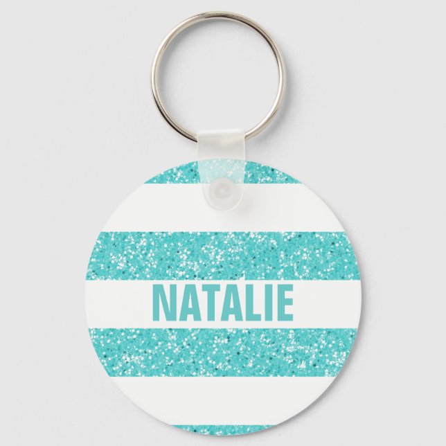 Sparkle Glitter Look Stripes Keychain (Front)