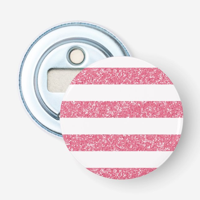 Sparkle Glitter Look Stripes Magnet Bottle Opener (Front)