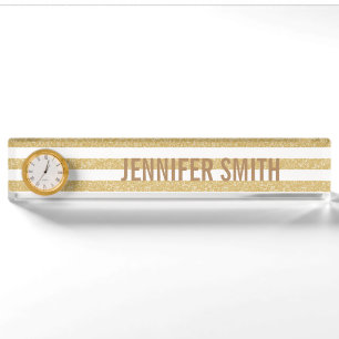 Sparkle Glitter Look Stripes Nameplate