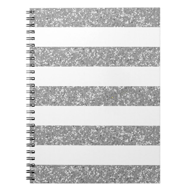 Sparkle Glitter Look Stripes Notebook (Front)