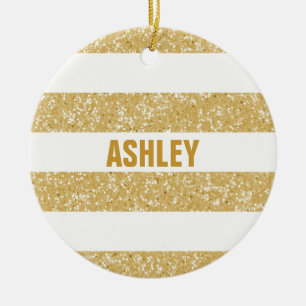 Sparkle Glitter Look Stripes Ornament