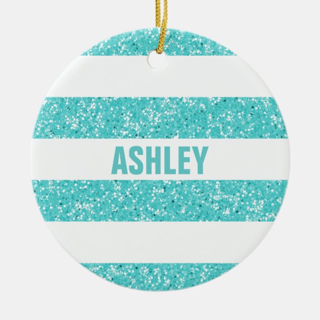 Sparkle Glitter Look Stripes Ornament (Front)