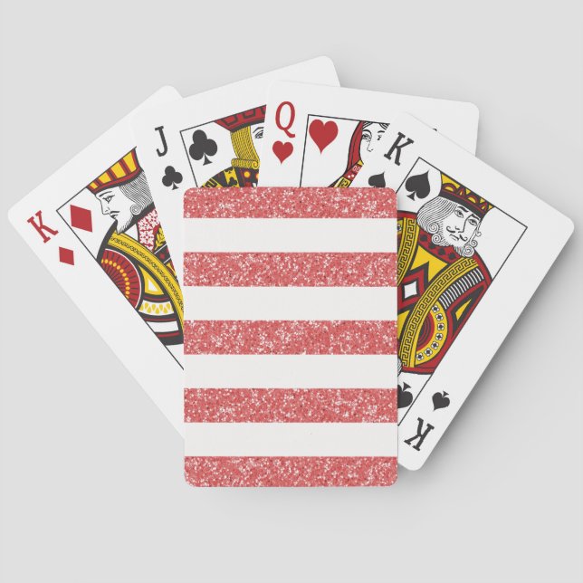 Sparkle Glitter Look Stripes Playing Cards (Back)