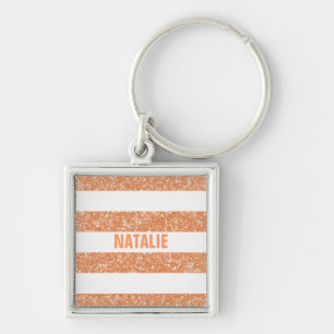 Sparkle Glitter Look Stripes Premium Keychain