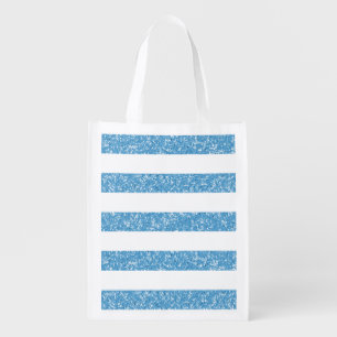 Sparkle Glitter Look Stripes Reusable Grocery Bag