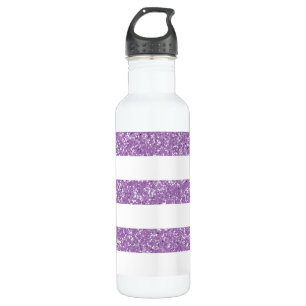 Sparkle Glitter Look Stripes Stainless Steel Water Bottle