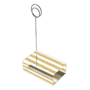 Sparkle Glitter Look Stripes Table Card Holder