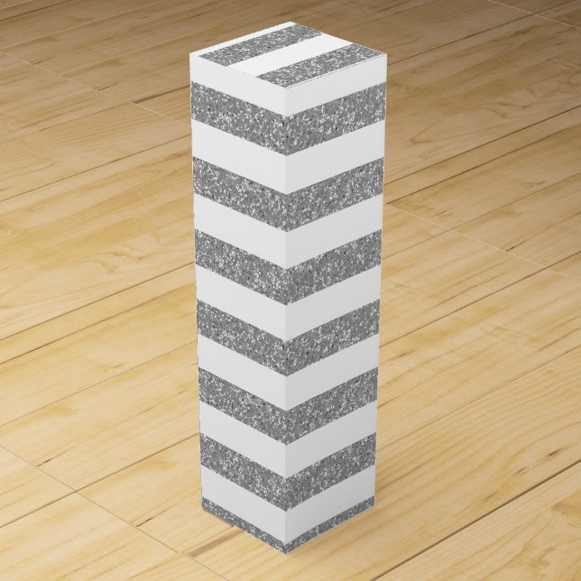 Sparkle Glitter Look Stripes Wine Box (Front)