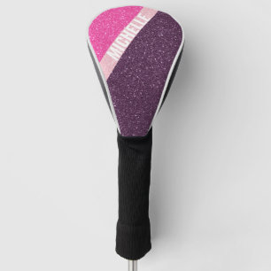 Sparkle Glitter monogram color block pink plum Golf Head Cover