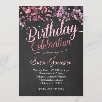 Sparkle Glitter  Pink Birthday Invitation by AshPartyInspiration at Zazzle