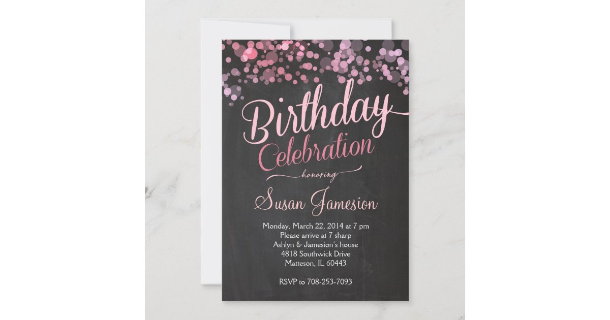 Sparkle Glitter Pink Birthday Invitation | Zazzle