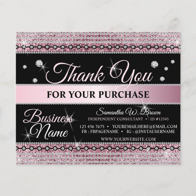 Sparkle Glitter Pink Jewelry Thank You For Order