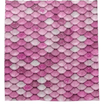 Sparkle Glitter Pink Purple Mermaid Scales Shower Curtain by Flowers_in_Love at Zazzle