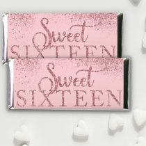 Sparkle Glitter Pink Sweet 16 Personalized  Hershey Bar Favors
