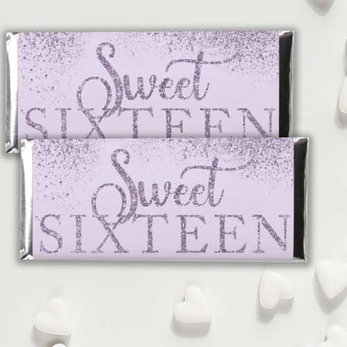 Sparkle Glitter Purple Sweet 16 Personalized Hershey Bar Favors