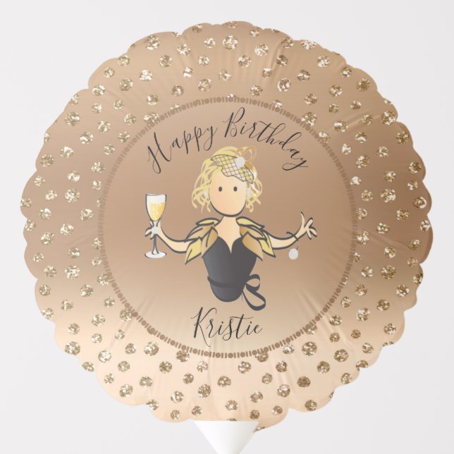 Sparkle Glitter Rose Gold Birthday Balloon (Front)