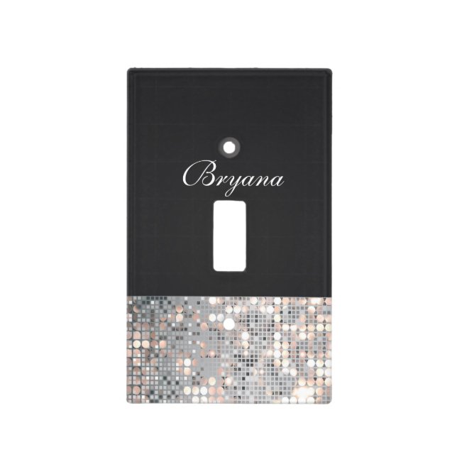 Sparkle Glitter Sequins Black Light Switch Cover (Front)