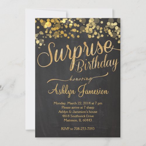 Sparkle Glitter Surprise Birthday Invitation 5" X 7" Invitation Card