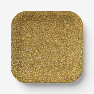 Sparkle Glittery Gold Baby Shower Birthday Wedding Paper Plates