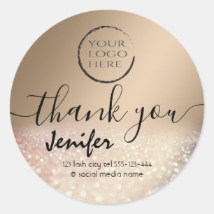 Sparkle glittery logo thank you classic round stic classic round sticker