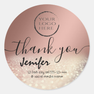 Sparkle glittery logo thank you classic round sticker