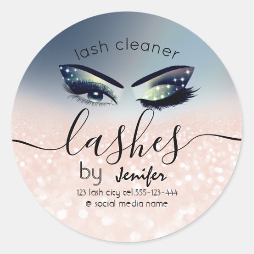 Sparkle glittery makeup eyes lash cleaner classic round sticker