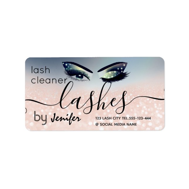 Sparkle glittery makeup eyes lash cleaner label (Front)