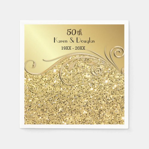 Sparkle Gold 50th Wedding Anniversary Napkins