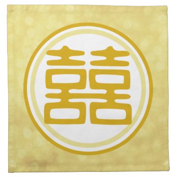 Sparkle Gold Double Happiness - Round Napkin by teakbird at Zazzle