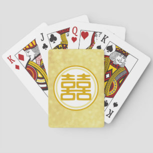 Sparkle Gold Double Happiness - Round Poker Cards