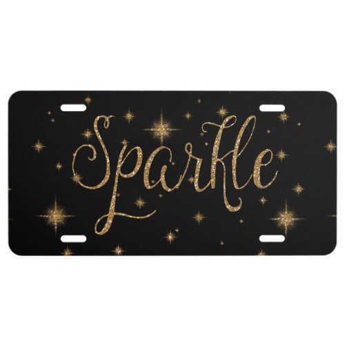 Sparkle Gold Faux Glitter License Plate