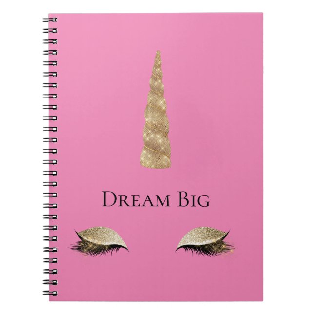 Sparkle Gold Glam Unicorn Notebook (Front)