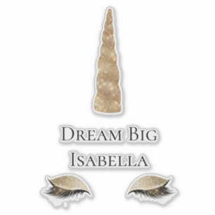 Sparkle Gold Glam Unicorn Water Bottle Sticker