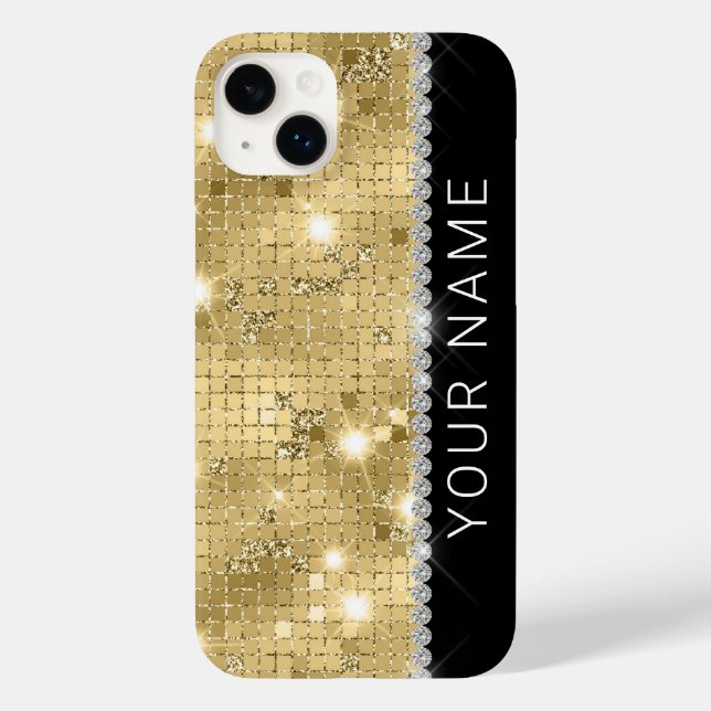 Sparkle Gold Glitter Custom Name Case-Mate iPhone Case (Back)