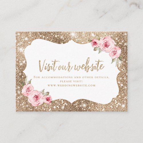 Sparkle gold glitter floral Website Insert Card