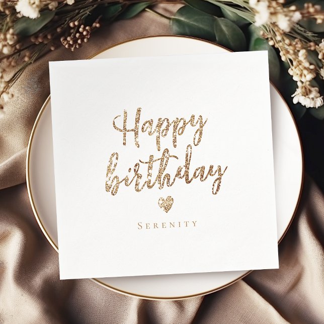 Sparkle gold glitter happy birthday napkins (Sparkle gold glitter happy birthday napkins)