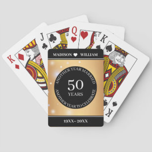 Sparkle Golden Background Wedding Anniversary Poker Cards