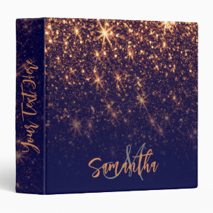 Sparkle Golden Glitter 3 Ring Binder