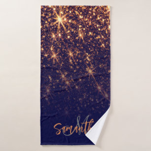 Sparkle Golden Glitter Bath Towel Set