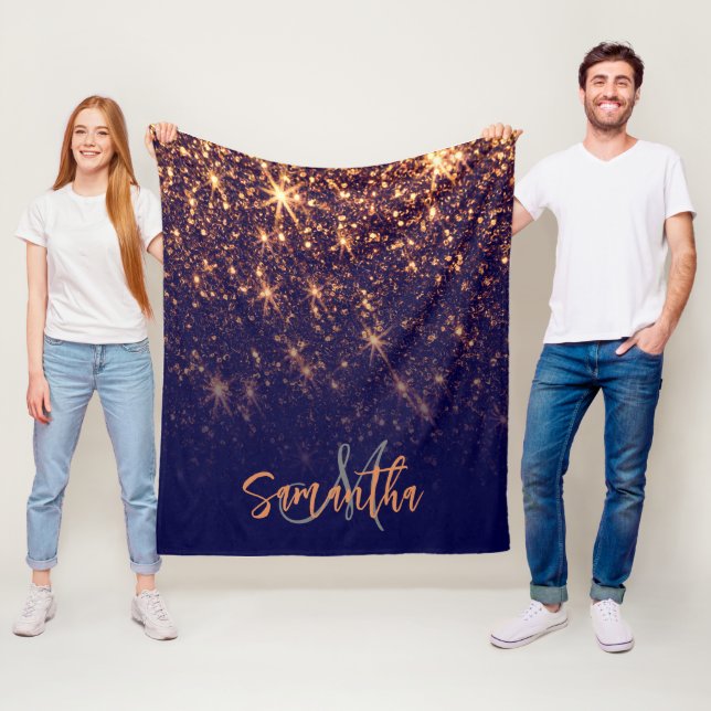 Sparkle Golden Glitter Fleece Blanket (In Situ)