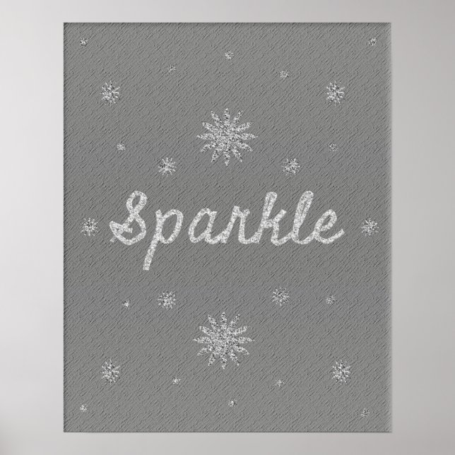 Sparkle Gray with Silver Glitter Poster (Front)