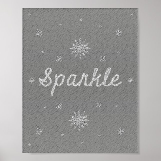 Sparkle Gray with Silver Glitter Poster (Front)