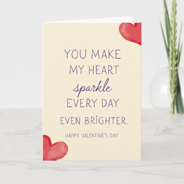 Sparkle Heart Valentines Day Card (Front)