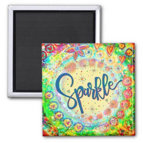 Sparkle Hearts Pretty Floral Colorful Inspirivity Magnet