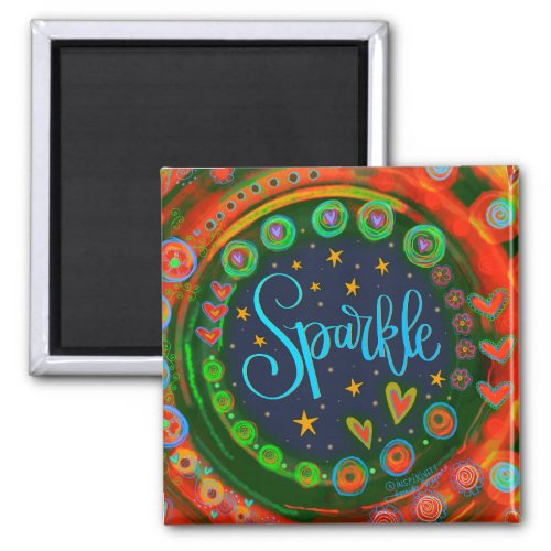 Sparkle Hearts Pretty Funny Colorful Inspirivity Magnet